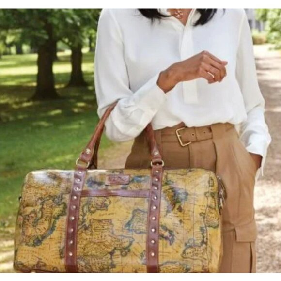 Nwt Patricia Nash European Map Milano Travel Weekender Duffel Bag